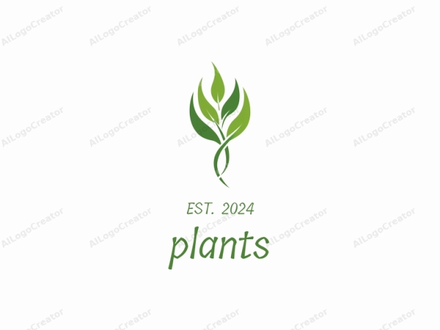 This is a simple, minimalist logo featuring three large, stylized green leaves. The leaves are arranged in a triangular formation with the largest one in the center and the smaller ones flanking it on both sides. The central stem is a thin,