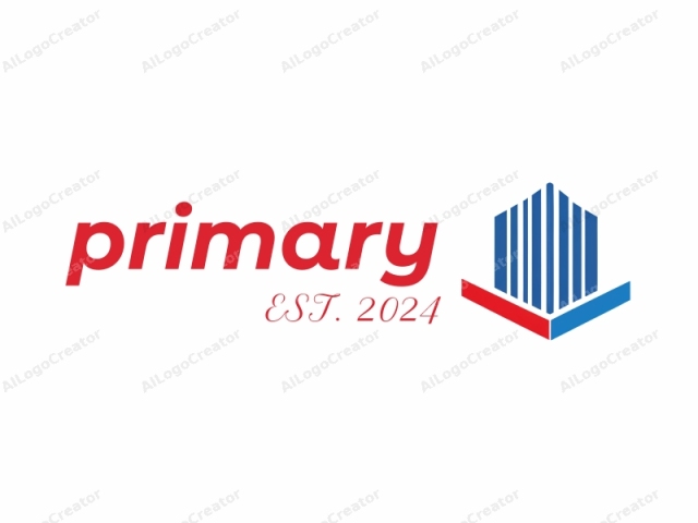 This logo features a minimalist design with a clean and modern aesthetic. It consists of three distinct shapes: a tall blue tower with vertical lines representing the facade of a building, and two broad, triangular elements forming a base. The tower is centrally positioned