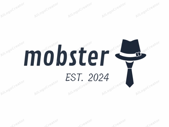 This is a minimalist black and white logo featuring a stylized illustration of a man in a fedora hat. The man, represented by a simple outline, stands upright with his head tilted slightly to the left. He wears a fedora hat with