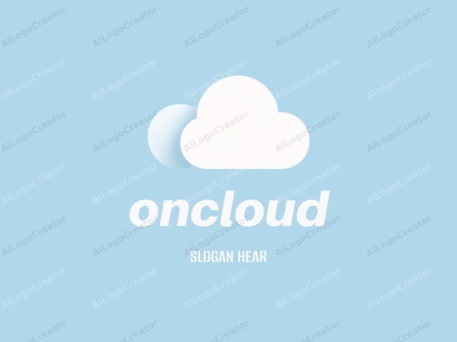 Esta imagen es un logo digital minimalista de una nube, representado en un estilo limpio y moderno. La nube se muestra en una forma geométrica simple con bordes suaves y redondeados, apareciendo suave y blanca sobre un fondo azul claro. La nube ocupa