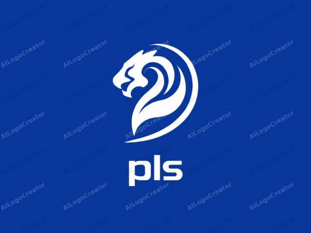 The image is a digital logo design featuring a stylized, abstract representation of a lion. The lion's head, facing to the right, is rendered in a modern, sleek manner, with smooth curves and clean lines. The head is composed of