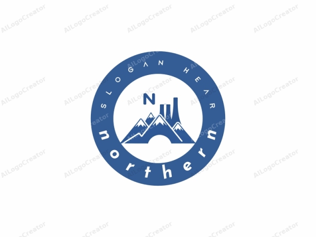 The logo image is a simplistic, digital illustration in a flat, minimalist style. It features a prominent blue silhouette of four mountain peaks, each adorned with snow caps. The mountains are arranged in a line with varying heights, creating a sense of depth
