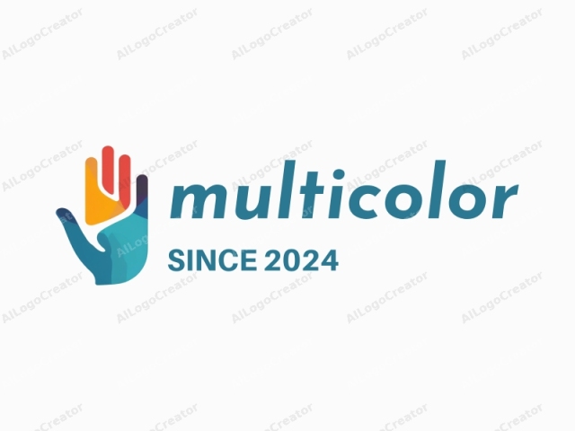 The logo is a stylized, abstract depiction of a hand in a flat, digital illustration style. The hand is portrayed in a modern, geometric manner, with clean lines and vibrant colors. The index finger is the most prominent feature, extending diagon