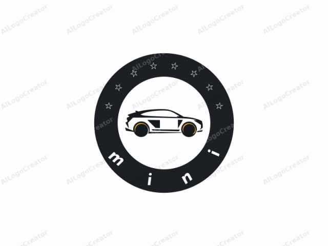 a car. This is a minimalist digital drawing of a vehicle in a side profile, featuring clean, modern lines and minimalistic shading. The car is predominantly black, with a white background that emphasizes its sleek and streamlined design. The illustration focuses on