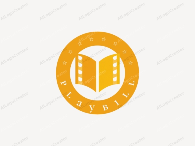 The logo features a stylized, simplified version of an open book. The book's cover is depicted with two golden-yellow pages, which are aligned horizontally and meet at the spine, forming a V shape. Each page has a thin, vertical white