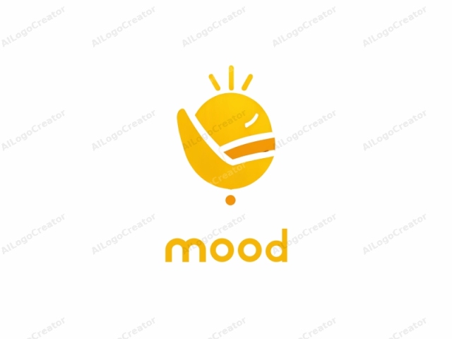 This logo is a simple, flat, minimalist design in a bright yellow color on a white background. It features a stylized, circular sun symbol with a small, round yellow ball attached to it via a short, thin line. The sun is