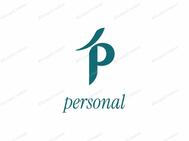 The logo is a simple, minimalist design featuring a teal lowercase letter "p" set against a clean, white background. The letter "p" has an elegant, fluid shape, resembling a stylized calligraphic stroke. The "p"