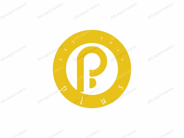 The image is a minimalist graphic logo consisting of a stylized, uppercase letter "P" in a bold, sans-serif typeface. The logo is rendered in a vibrant, mustard-yellow hue against a stark white background. The "P" is