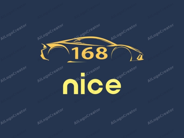 The image is a minimalist, monochromatic logo featuring a stylized car silhouette against a solid navy blue background. The car is depicted in a sleek, streamlined shape using a yellow-orange line drawing technique that creates a sense of speed and motion.