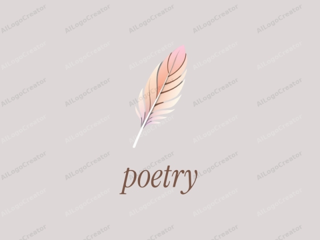 featuring a stylized feather in pastel colors against a plain gray background. The feather, centrally positioned in the image, is depicted in a minimalist and abstract manner. Its delicate and smooth texture is conveyed through subtle gradients, transitioning from soft pink at the