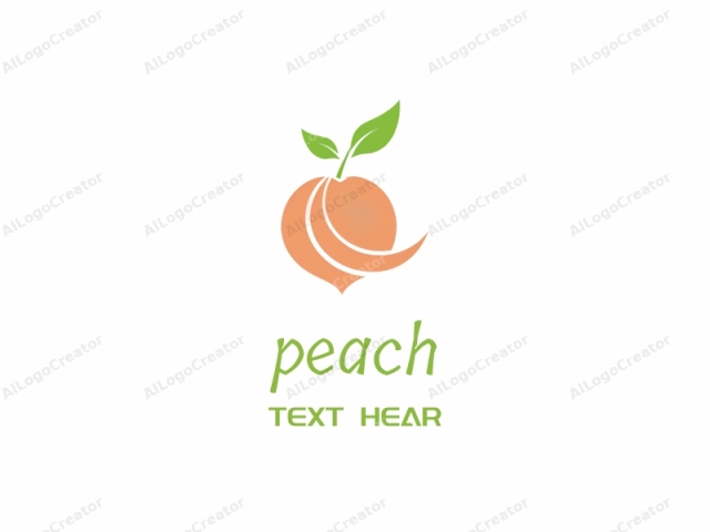 The logo features a stylized, abstract illustration of a peach. The peach is depicted in a simplistic, clean, and minimalist graphic design style with smooth, curved lines. The fruit is a solid peach-orange color, representing its natural hue. At