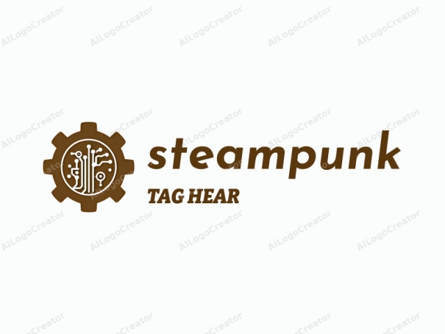 This logo is a simple yet sophisticated design depicting a brown gear with a white, circuit-like pattern on its face. The gear, which symbolizes engineering and mechanics, features 12 equally spaced teeth around its outer edge, each tooth resembling a sharp