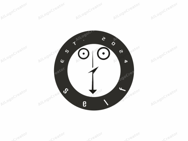 in a minimalist style. This black and white logo is a stylized representation of a face with abstract features. The face has two eyes, but instead of traditional round or oval shapes, the eyes are drawn as large, circular symbols resembling the number zero