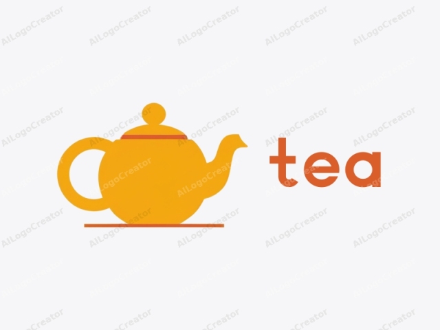 This image is a minimalist, flat-style drawing of a yellow teapot with a small orange lid and handle. The teapot is centered against a plain white background, emphasizing its bright color. The teapot's body is round with a cylindrical handle