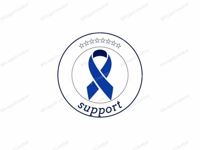 This is a minimalist digital graphic logo of a ribbon, which is commonly used to symbolize support for various causes. The ribbon is predominantly blue, representing awareness, and is composed of thick, bold, and straight lines. It features a loop at