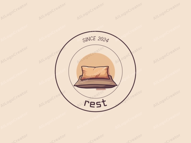 The image is a digital drawing in a minimalist style, featuring a cozy indoor scene. The focal point is a pair of rectangular pillows, one large and one small, placed horizontally. The large pillow is a light beige with subtle shading to indicate its