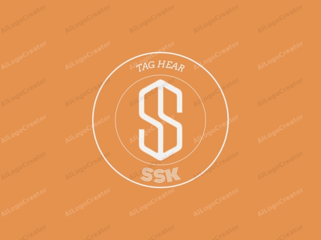 an abstract letter in a minimalist design. The image is a digital illustration featuring a stylized, white letter "S" on a solid, orange background. The letter "S" is geometrically precise with clean, straight lines, devoid of any