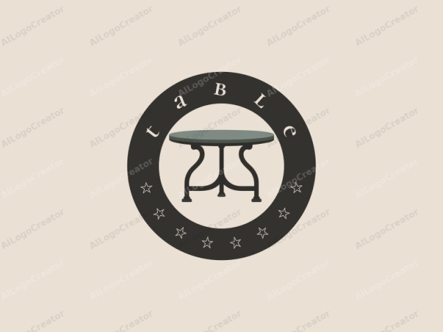 This is a minimalist logo image of a round table. The table features a simple, round, flat top with no visible patterns or detailing, giving it a sleek and clean appearance. The top is depicted in a solid color, likely light grey,