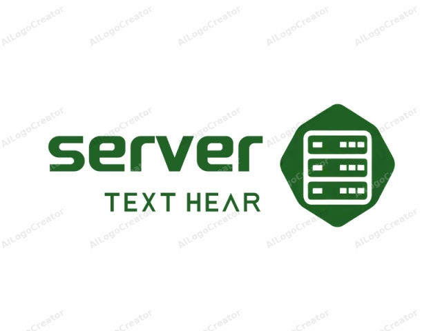 This is a simple logo in a digital medium. The logo is a stylized representation of a data storage device, specifically a server. The design consists of a green, hexagonal shape with rounded corners. Inside the hexagon, there are three