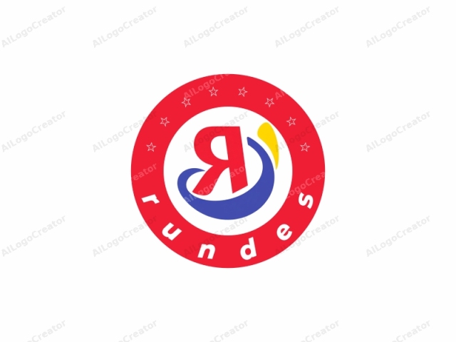 โลโก้นี้มีดีไซน์ที่โดดเด่นและมีสไตล์ องค์ประกอบหลักคือตัวอักษร "r" สีแดงตัวเล็กที่มีขอบมนขนาดใหญ่ ทางด้านซ้ายของ "r" มีส่วนโค้งสีน้ำเงินที่โค้งงอ สร้างความรู้สึกเคลื่อนไหวและไหลลื่น