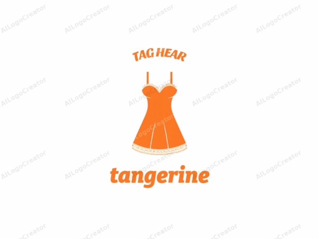 Dies ist eine Vektorgrafikdarstellung eines Kleides, das in einem einfachen, flachen Stil ohne Schattierung oder Textur vor einem schlichten weißen Hintergrund dargestellt wird. Das Kleid zeichnet sich durch seine leuchtend orange Farbe aus und weist ein klassisches Design auf, das typisch für Unterwäsche oder Nachtwäsche ist.