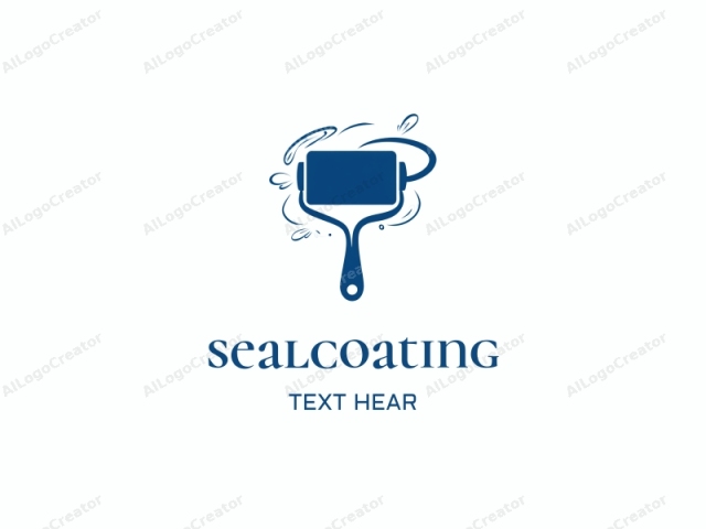 The logo image is a minimalist, digital illustration of a paintbrush. It is depicted in a dark blue, opaque color, with a smooth texture. The paintbrush is shown in profile, oriented vertically. The head of the brush is rectangular and