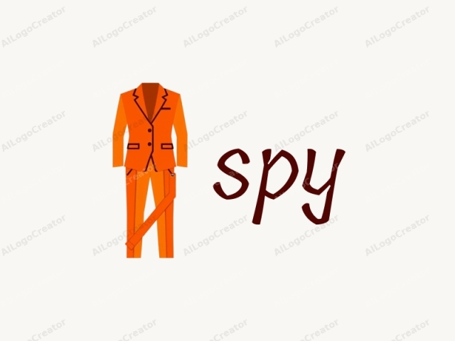 ein lebendiger orangefarbener Anzug vor einem minimalistischen weißen Hintergrund. Dies ist eine einfache, flache Logo-Illustration eines Herrenanzugs. Der Anzug besteht aus einem Blazer und passenden Hosen in einem auffälligen Orangeton. Der Blazer verfügt über eine einzelne