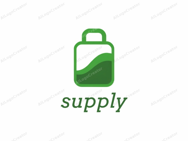 The logo features a simple, stylized graphic of a green rectangular battery with a rounded top and bottom. The battery is outlined in a darker green, creating a bold silhouette against a stark white background. Its shape is minimalist, consisting of two distinct