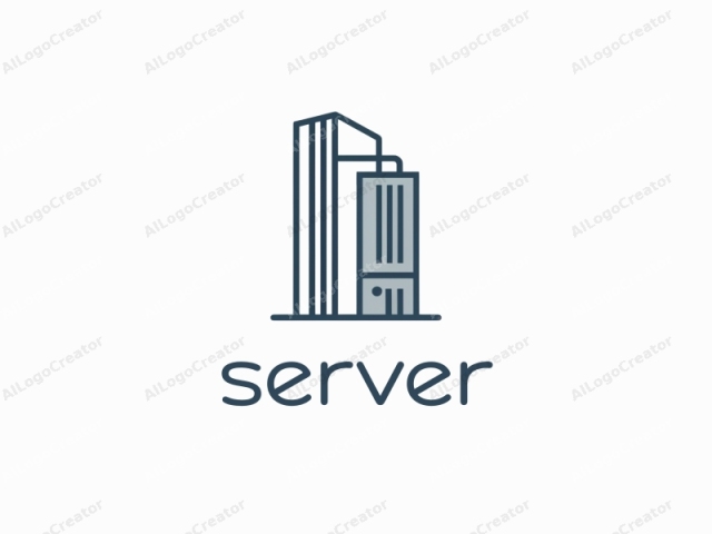 a tall building. The logo is a simple, minimalist digital drawing. It features a modern skyscraper depicted in a clean, linear style using blue and white colors. The building is represented with vertical lines, giving it a sleek and futuristic appearance.