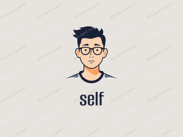 This is a minimalist, vector-style digital illustration depicting a young man's face against a plain gray background. The illustration features a clean, modern design with minimal details and a limited color palette consisting of black, gray, and light beige. The subject