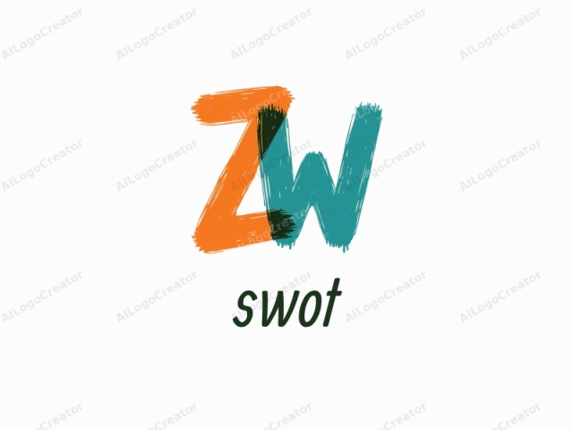ตัวอักษร "Z" ที่ถูกออกแบบอย่างมีสไตล์และเป็นนามธรรม ตัวอักษร "Z" ถูกวาดในสไตล์หยาบๆ แบบวาดมือ ทำให้ดูมีความเป็นธรรมชาติและความคิดสร้างสรรค์ ตัวอักษร "Z" ประกอบด้วยสองส่วนที่แตกต่างกัน: