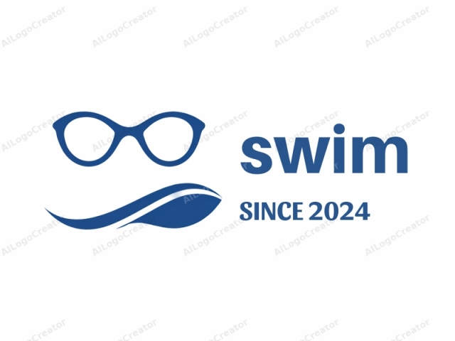 The image is a minimalist, digitally-created graphic featuring a pair of blue eyeglasses on the upper portion of the design, followed by a smooth, flowing wave in the same blue color beneath the eyeglasses. The eyeglasses are depicted