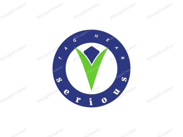 El logotipo es un diseño limpio y moderno. La imagen presenta un logotipo estilizado y abstracto centrado en un fondo blanco. Consiste en dos colores prominentes: verde brillante y azul profundo. El diseño comienza en la parte superior, donde dos verdes puntiagudos