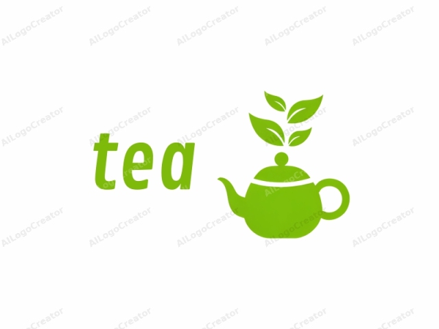 This logo image is a minimalist, vector-based design featuring a green teapot with a leaf emerging from its top. The teapot is centrally positioned on a white background, creating a clean and striking visual. The teapot is depicted in a simple