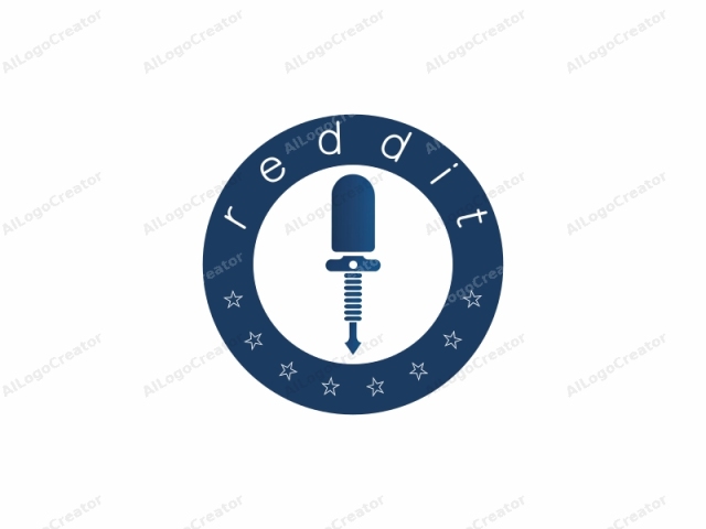 The logo is a simple, minimalist, and monochromatic drawing in a dark blue hue, rendered digitally. The main subject is a stylized representation of a screw or bolt. The image shows a vertical screw with a prominent, cylindrical head at