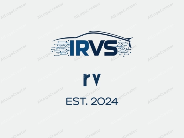 El logotipo presenta un diseño minimalista con una estética moderna y elegante. El elemento central es la palabra "IRVS" en letras mayúsculas y en negrita. Las letras "I" y "R" están en un azul profundo, mientras que las letras "V"