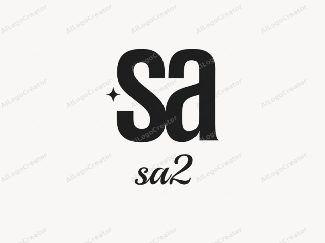 The image is a minimalist logo featuring the letters "S" and "A". The logo is rendered in bold, uppercase sans-serif typeface, predominantly black on a stark white background. The "S" is the first letter and is larger,