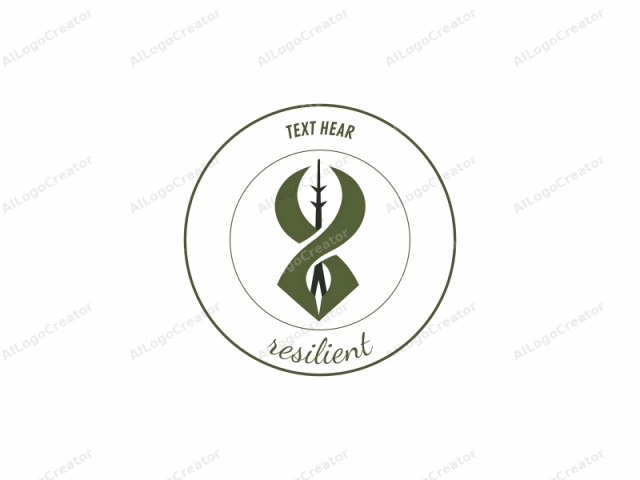 an abstract design. The logo is a stylized, minimalist representation of a stylized tree, depicted in a monochrome green and white palette against a plain white background. The logo consists of two intertwining, symmetrical, leaf-like shapes that