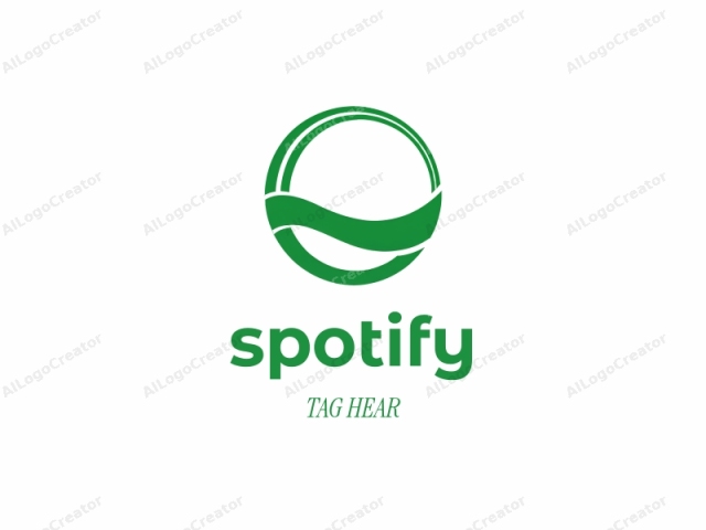 This logo features a bold, minimalist design. The primary colors are white and a vibrant green. The central figure is a large, circular shape with a thick, continuous green line forming its outline. Inside the circle, the green line is interrupted by