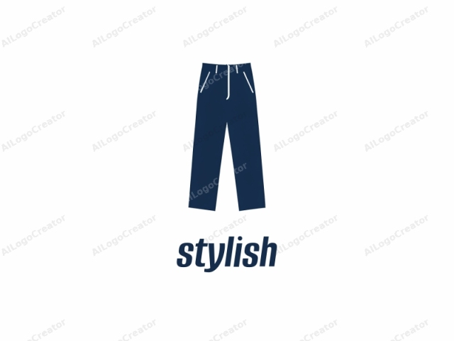 This is a simple, minimalist digital drawing depicting a pair of dark blue denim pants set against a plain white background. The drawing is created using a flat, solid fill, and lacks any shading or texture, giving it a clean, modern look.