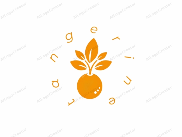 in einem Vektorgrafikstil. Das Logo zeichnet sich durch ein stilisiertes, flaches Design mit einem minimalistischen und abstrakten Ansatz aus. Das Hauptmotiv ist ein lebendiger orangefarbener Kreis, der eine Orange oder ein kugelförmiges Objekt darstellt und oben im Bild zentriert ist. Spr