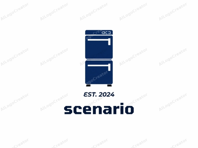 The logo features a simplified, minimalist icon depicting a two-door, two-drawer refrigerator in a bold blue hue. The design is clean and straightforward, focusing on essential details and devoid of intricate textures or embellishments. The refrigerator has a top freezer