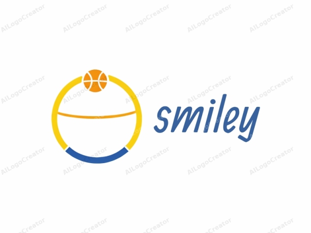 This is a simple, modern logo featuring clean, geometric shapes and bold colors. The design comprises a white circle at the center, representing a volleyball. Two yellow arcs intersect the top and bottom parts of the white circle, creating a distinct shape that