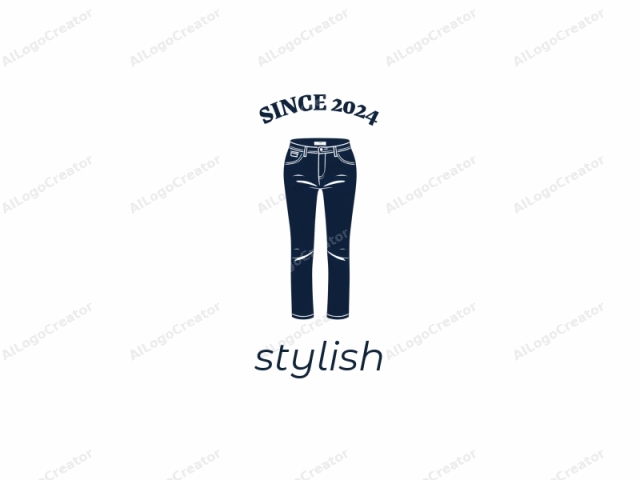 This is a digital vector illustration of a pair of blue denim jeans. The drawing utilizes a clean, minimalist style, focusing solely on the jeans' silhouette. The design has a flat, monochromatic appearance, using only a single color – dark