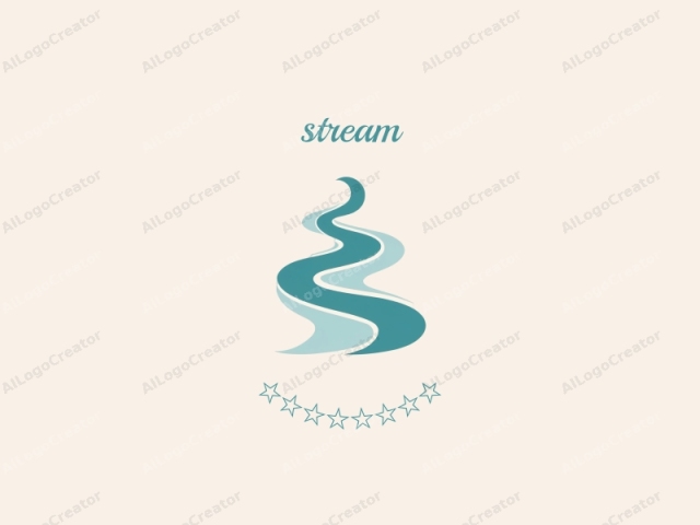 The logo is a simplistic, abstract representation of flowing water. The image features a central, swirling pattern that resembles a continuous, sinuous stream or river. The water is depicted in shades of teal and turquoise, with darker shades at the center and