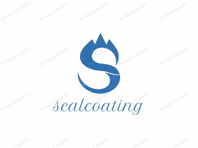 The logo features a simplified, modern, and abstract design, prominently displayed against a plain white background. It consists of two primary elements: a large, stylized letter "S" and a smaller, angular, blue triangular shape. The "S