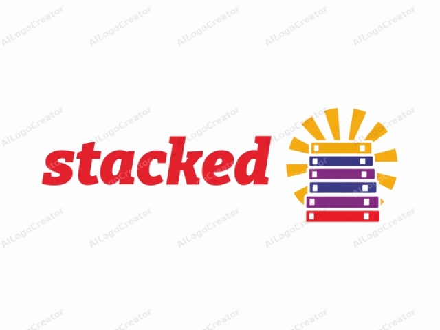 The logo is a stylized graphic featuring a stack of seven books, with each book represented by a thick, horizontal line. The books are aligned vertically and are stacked on top of each other. Each book is a different color, starting from the