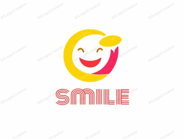 which features a cheerful, cartoon-style face. The logo is composed of a stylized, yellow circular shape representing a smiling face. The face's eyes are closed, conveying happiness, while its mouth is curved upward in a joyful smile. The circular