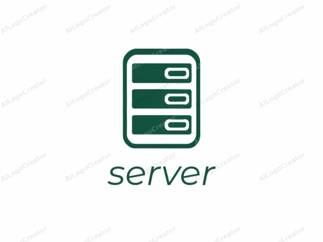 This is a minimalist, digital logo depicting a simple, stylized illustration of a hard drive. The logo is designed in a clean and modern aesthetic, utilizing a monochromatic color scheme with dark green as the primary color. The hard drive is