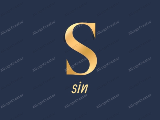 This is a minimalist logo featuring a single, large, bold letter "S" centered on a deep navy blue background. The "S" is designed in a luxurious serif font, with a striking golden color that contrasts vividly against the navy backdrop